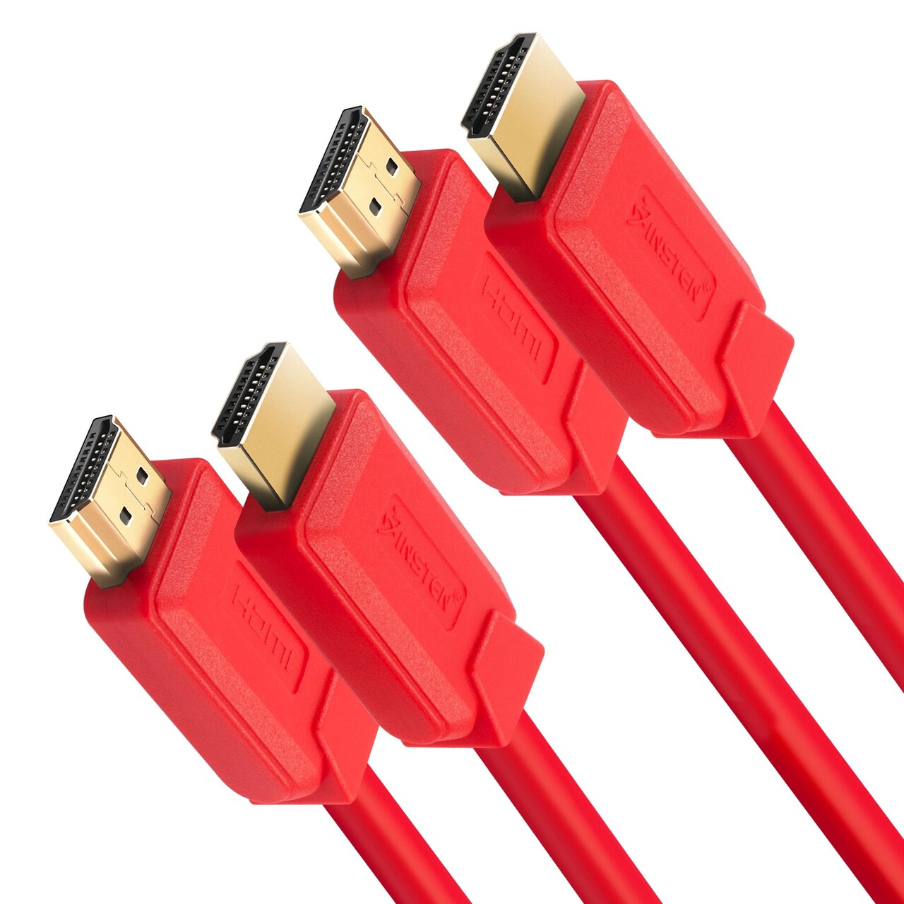 Insten 2 Pack 3ft 8K HDMI High Speed Cable, 2.1 Version, 60Hz, 48Gbps, PVC Cable, Red